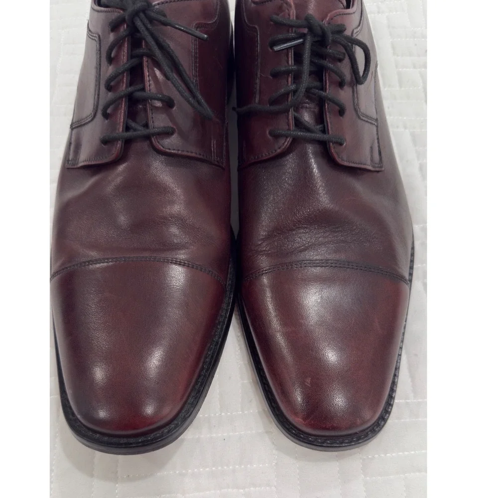 J. Murphy Johnston & Murphy Mens Burgundy Leather Cap Toe Oxford Shoes 14M
